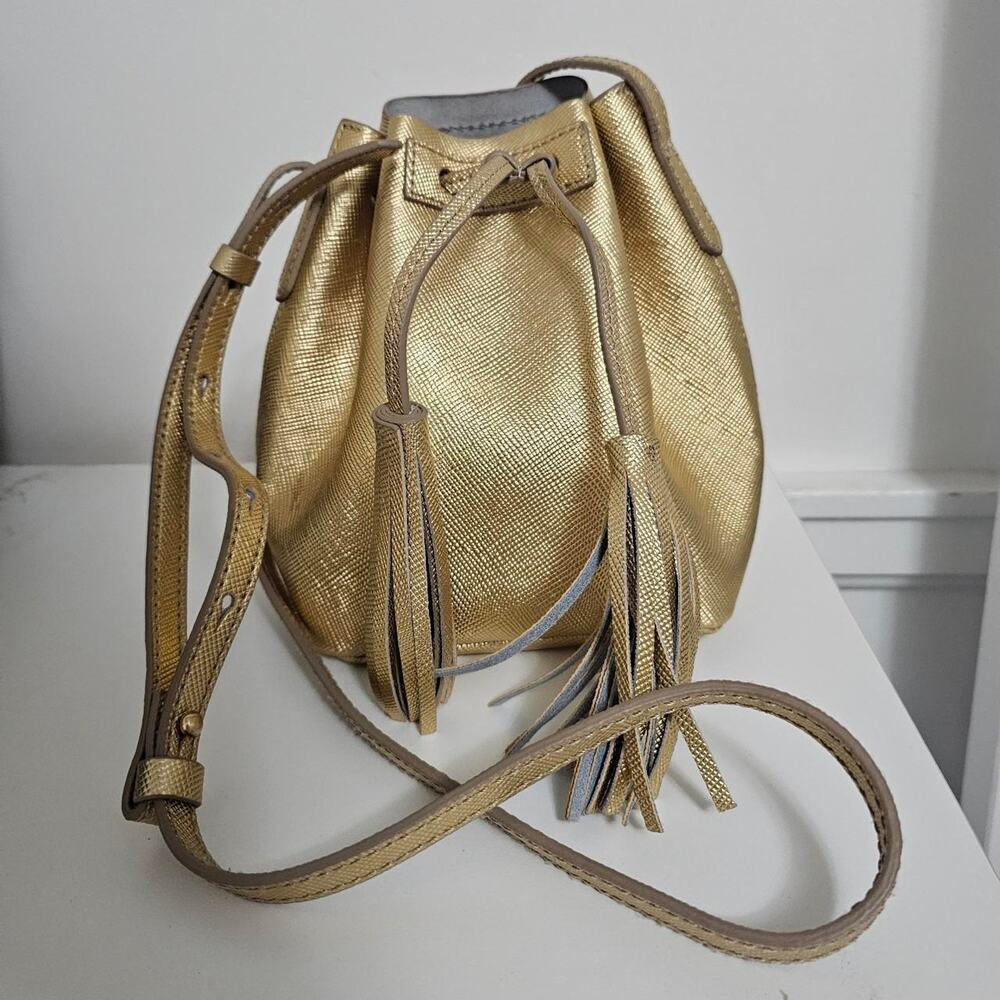J.Crew gold metallic bucket bag